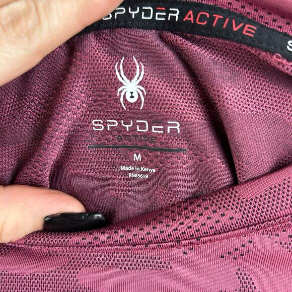Spyder Active Cropped Shirt Womens M Purple Camo Athletic Casual Loose Fit Tee - Picture 3 of 5
